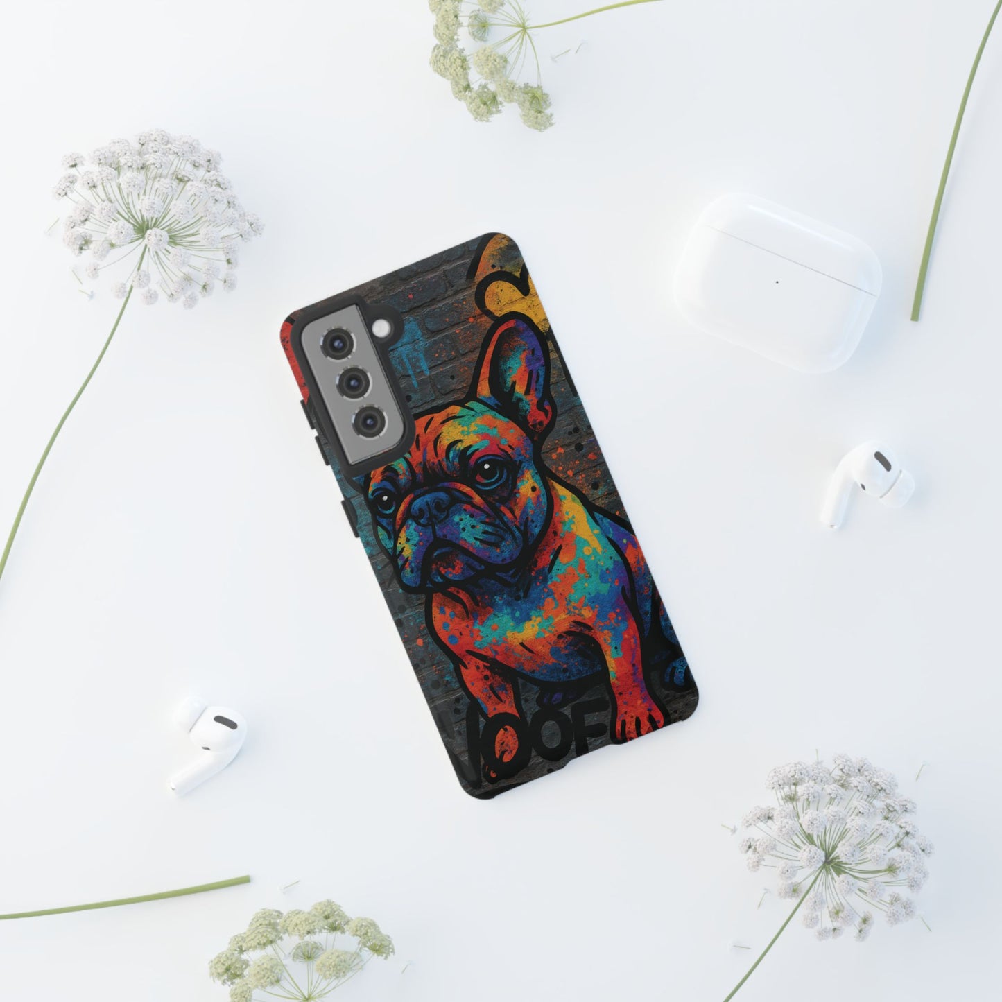 “Urban Woof – Graffiti Dog Phone Case in Street Art Style”