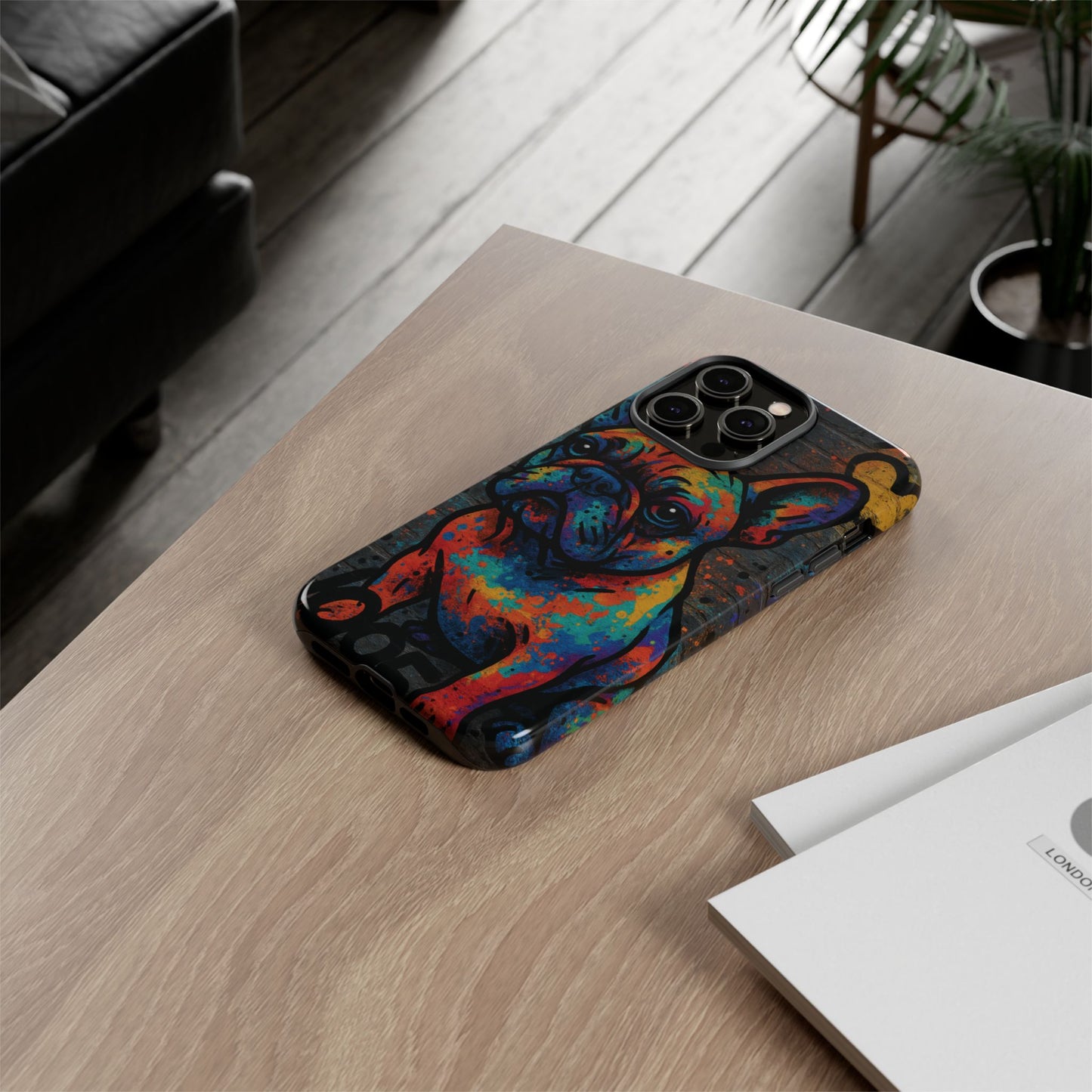 “Urban Woof – Graffiti Dog Phone Case in Street Art Style”