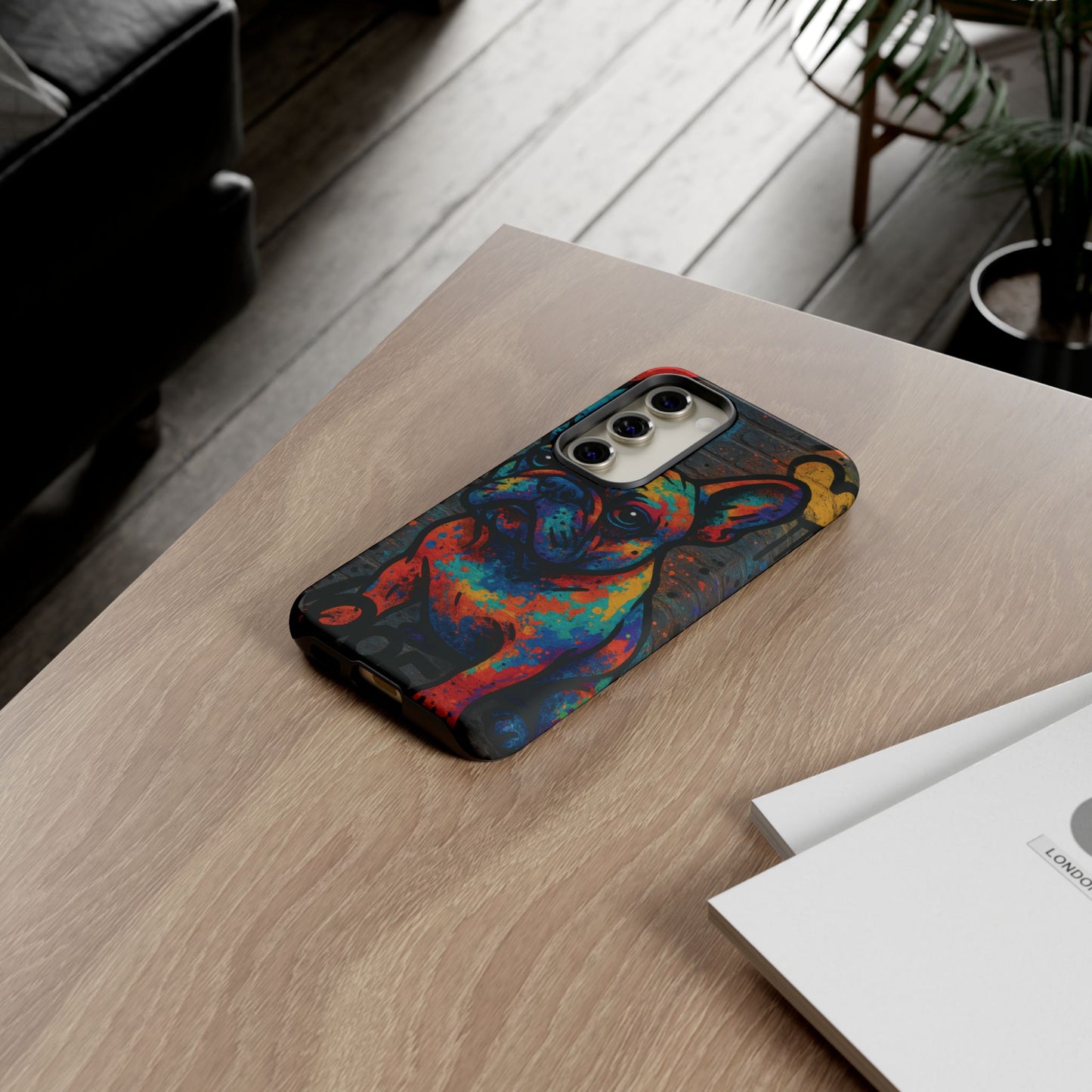 “Urban Woof – Graffiti Dog Phone Case in Street Art Style”