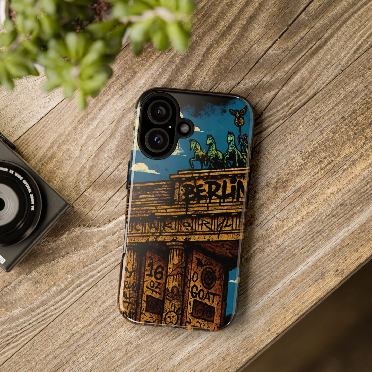 „Berlin Raw – Etui na telefon w stylu ulicznym z Bramą Brandenburską w stylu graffiti”
