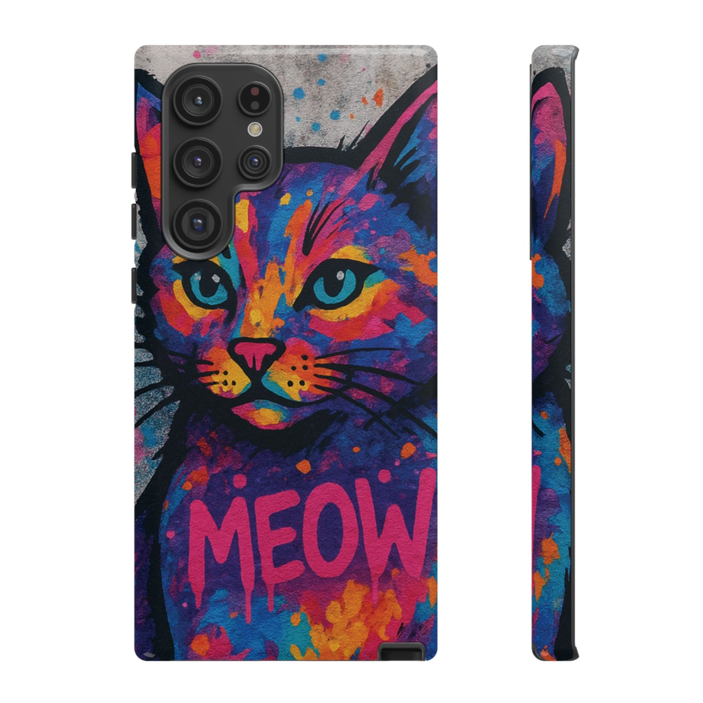 “Meow Madness – Graffiti Cat Phone Case in Street Art Look”
