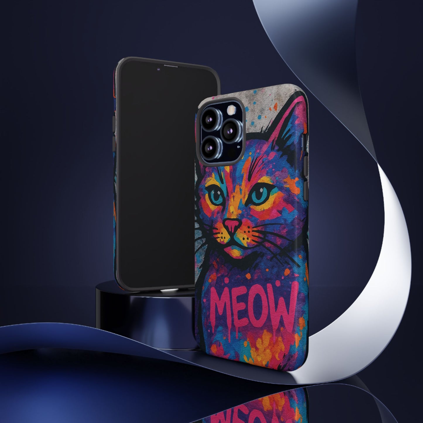 “Meow Madness – Graffiti Cat Phone Case in Street Art Look”