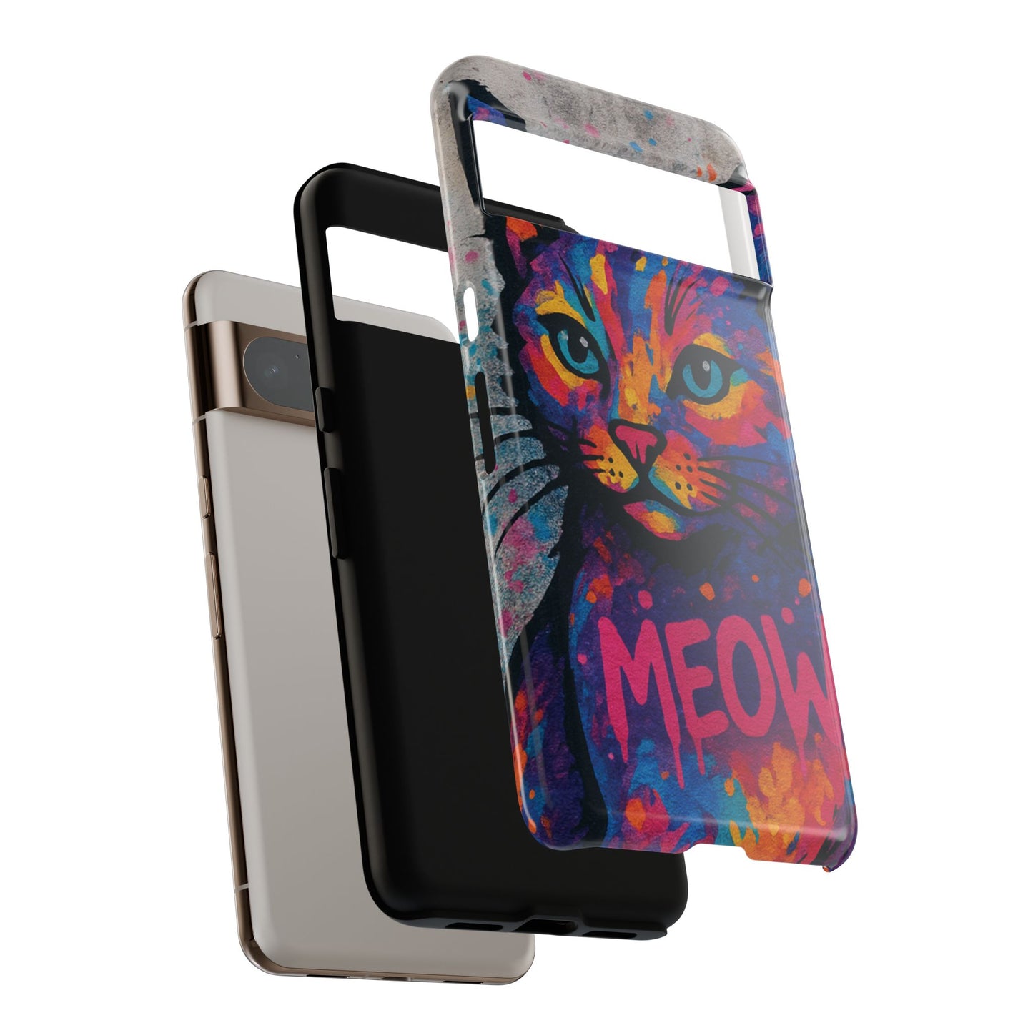 “Meow Madness – Graffiti Cat Phone Case in Street Art Look”
