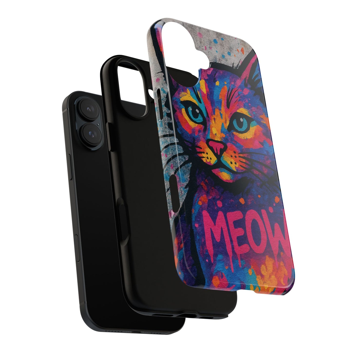 “Meow Madness – Graffiti Cat Phone Case in Street Art Look”