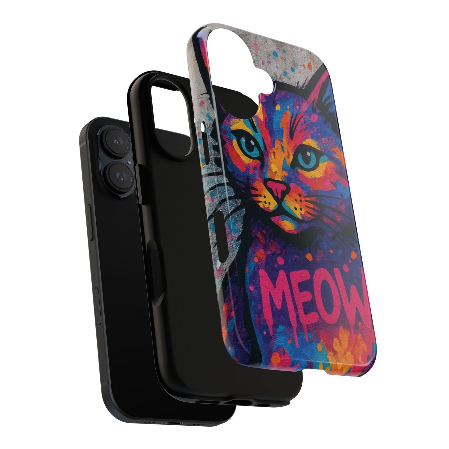 “Meow Madness – Graffiti Cat Phone Case in Street Art Look”