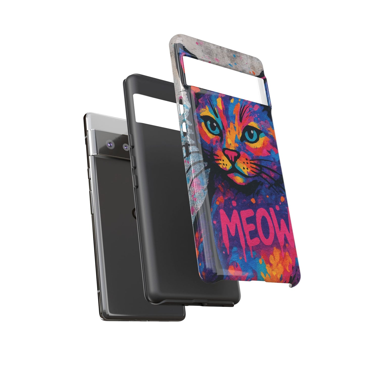 “Meow Madness – Graffiti Cat Phone Case in Street Art Look”