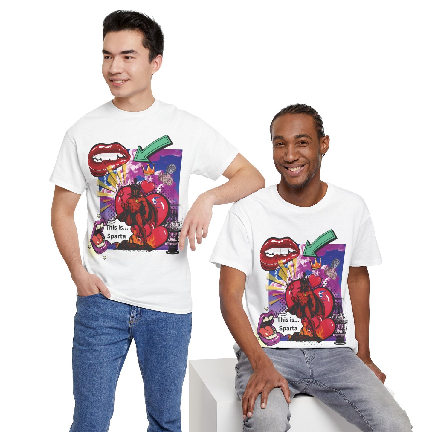 „Miłość, chaos i Sparta” – koszulka pop-art streetwear