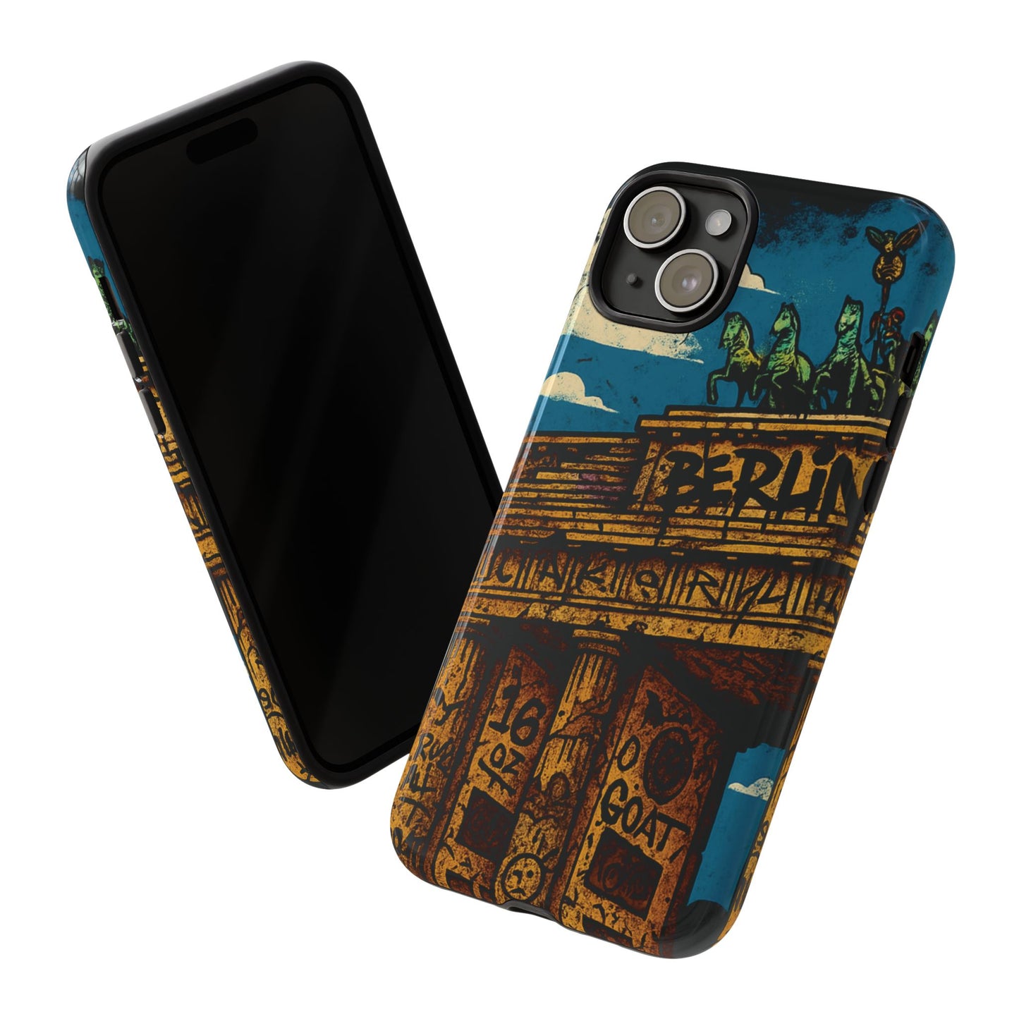 „Berlin Raw – Etui na telefon w stylu ulicznym z Bramą Brandenburską w stylu graffiti”