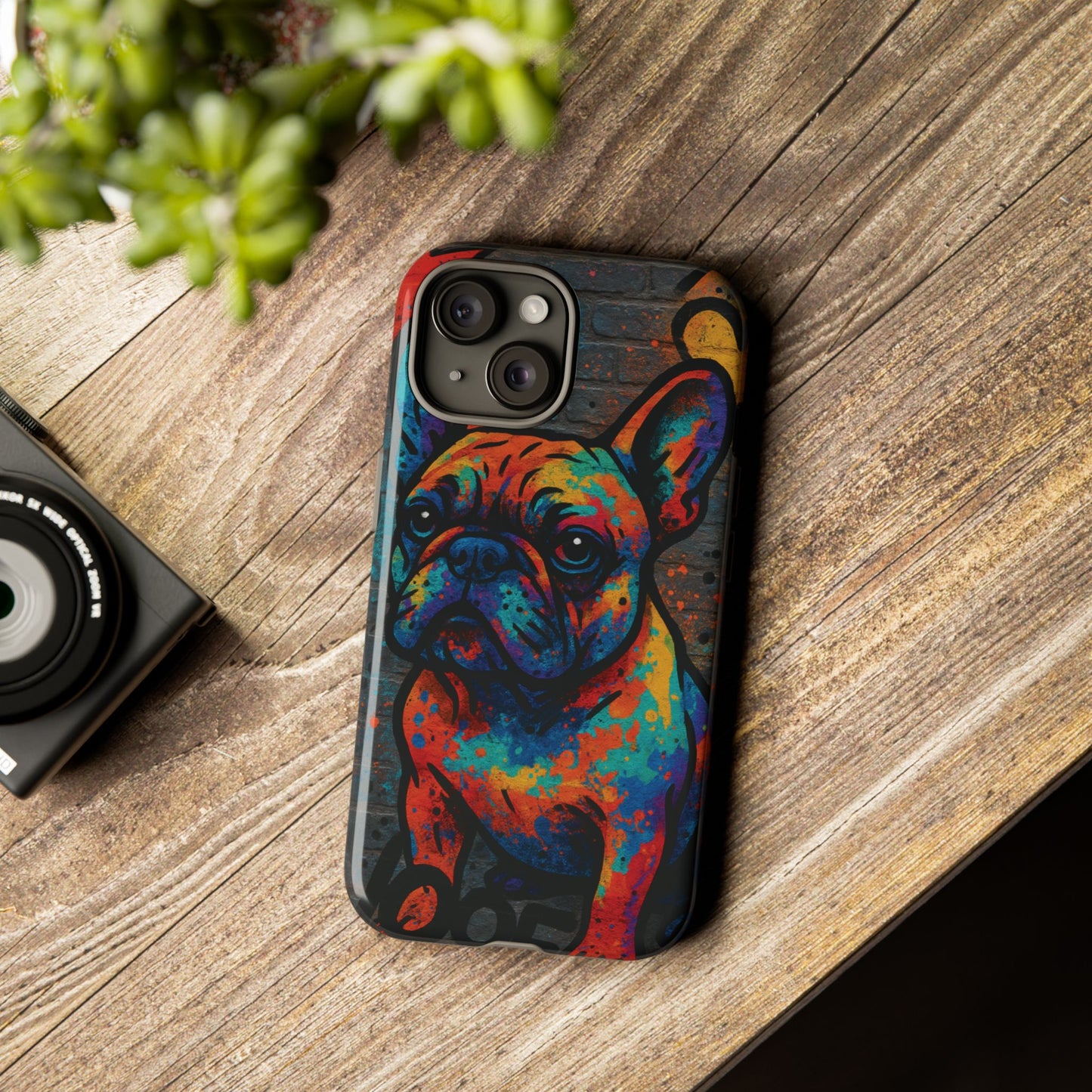 “Urban Woof – Graffiti Dog Phone Case in Street Art Style”