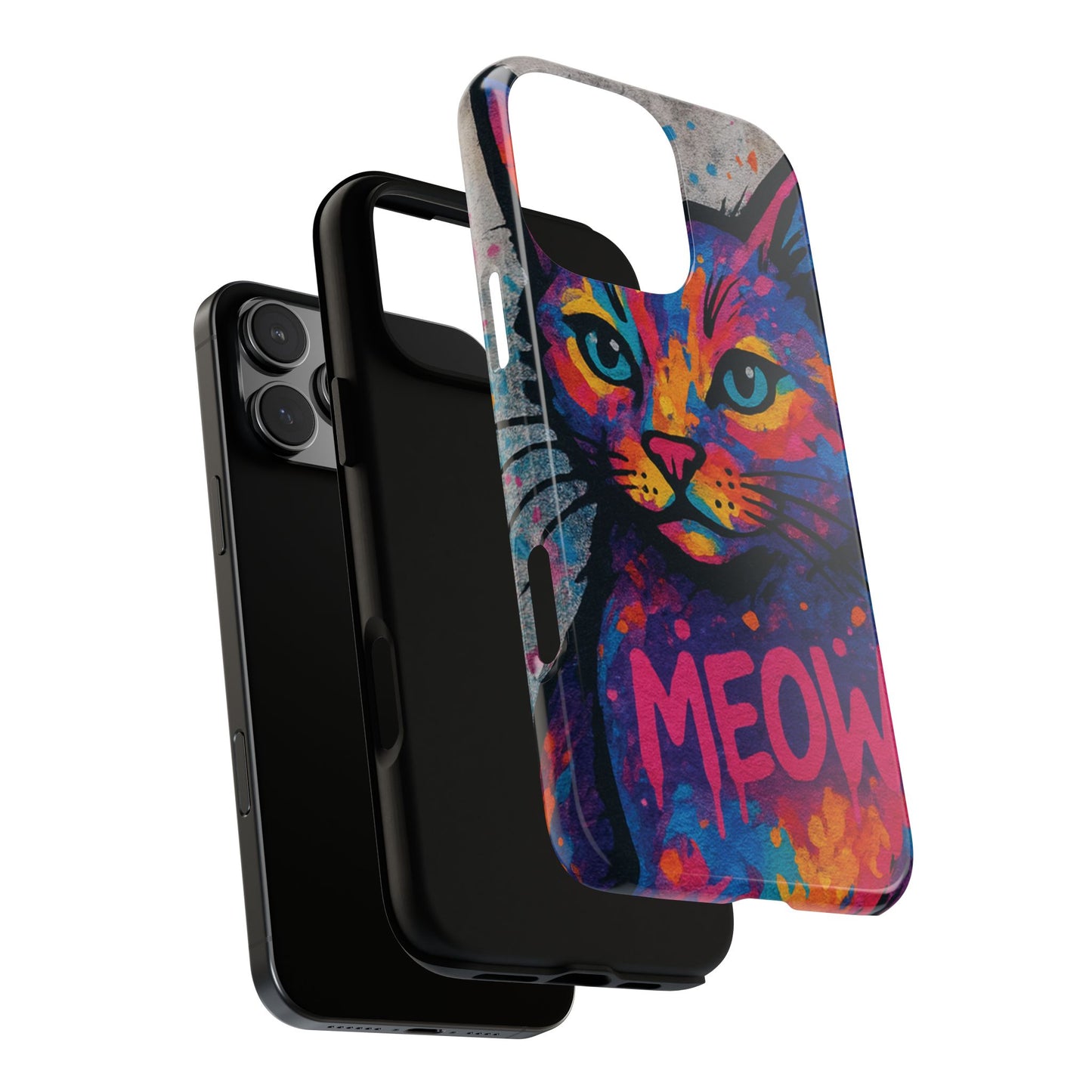 “Meow Madness – Graffiti Cat Phone Case in Street Art Look”