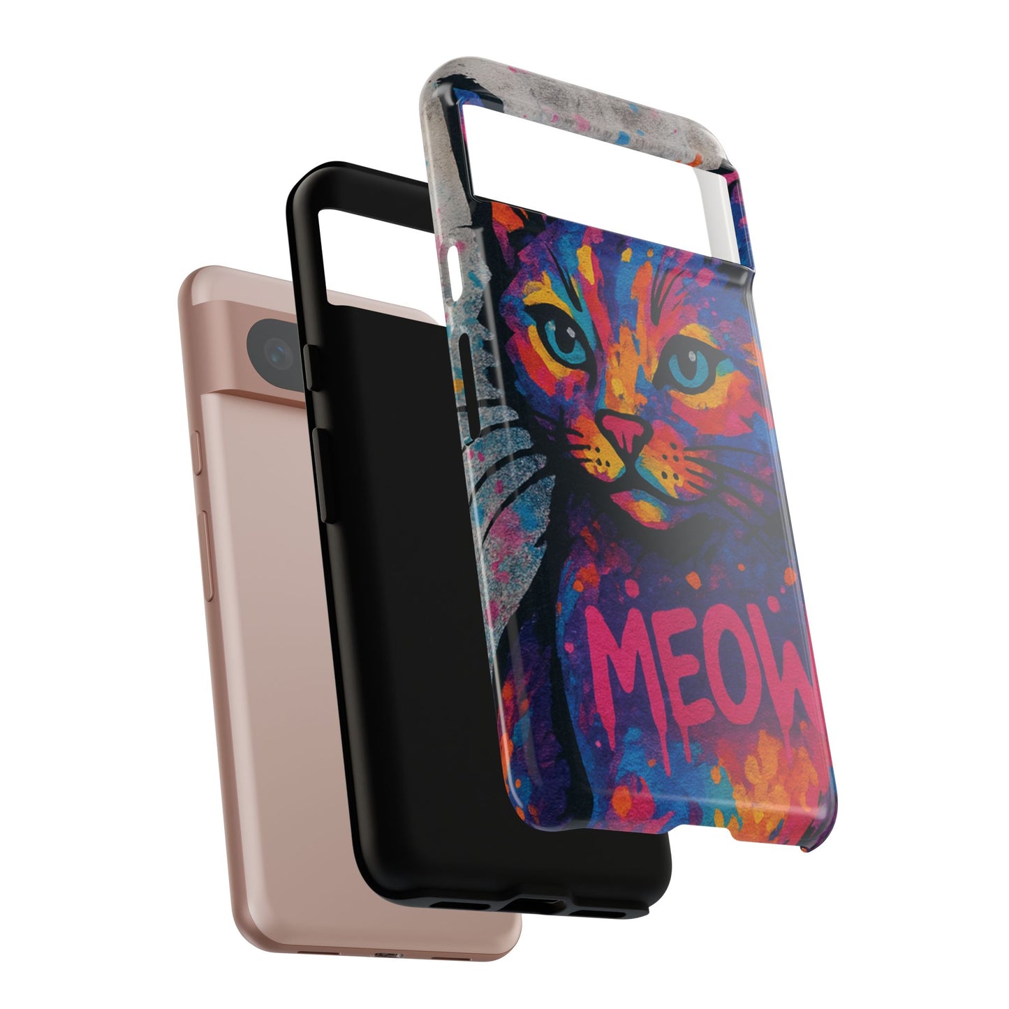 “Meow Madness – Graffiti Cat Phone Case in Street Art Look”