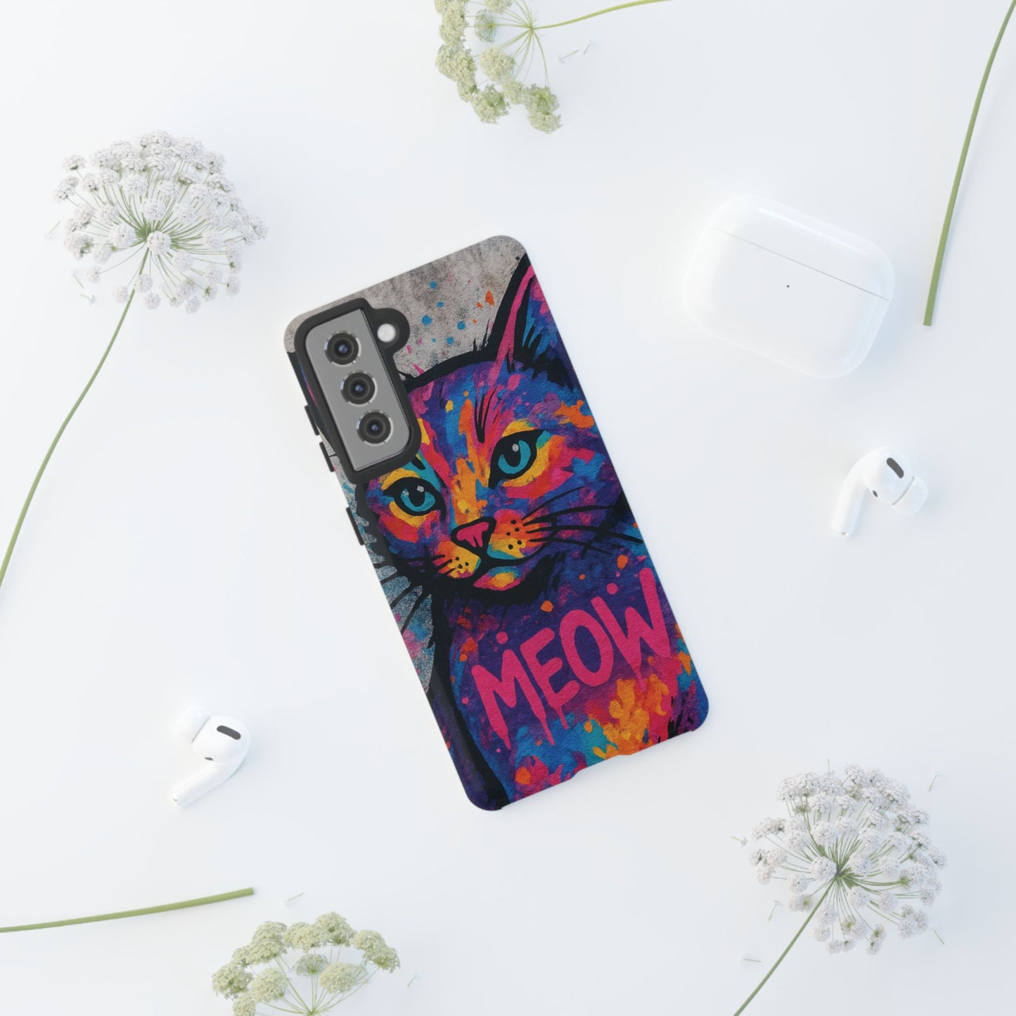 “Meow Madness – Graffiti Cat Phone Case in Street Art Look”