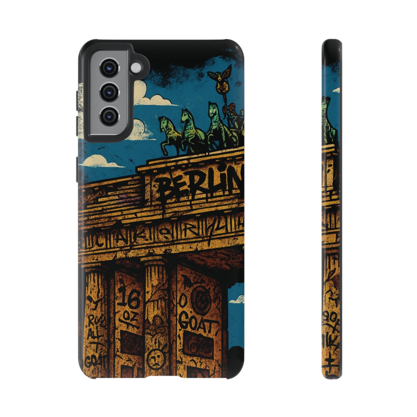 „Berlin Raw – Etui na telefon w stylu ulicznym z Bramą Brandenburską w stylu graffiti”