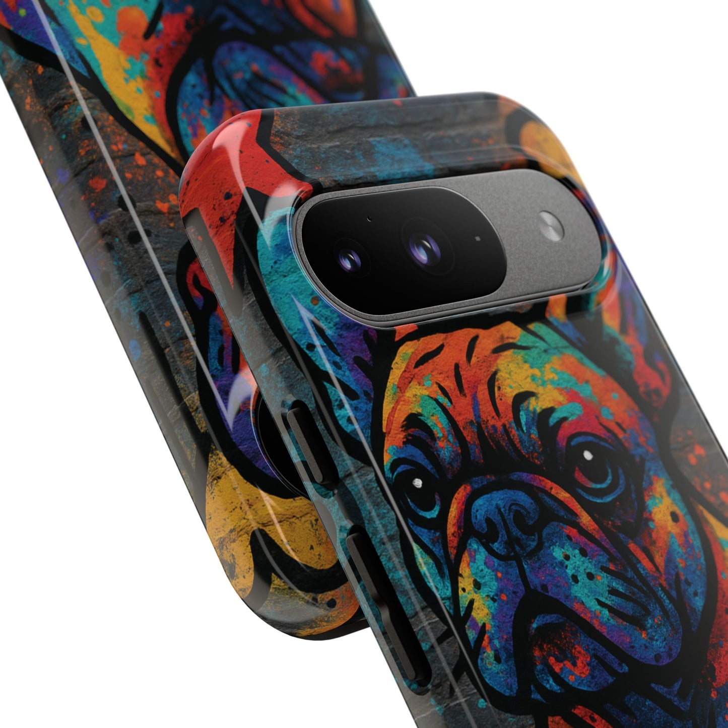 “Urban Woof – Graffiti Dog Phone Case in Street Art Style”