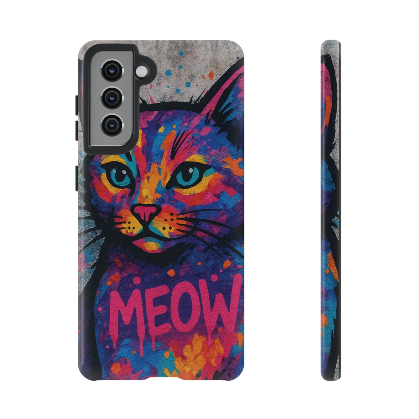“Meow Madness – Graffiti Cat Phone Case in Street Art Look”