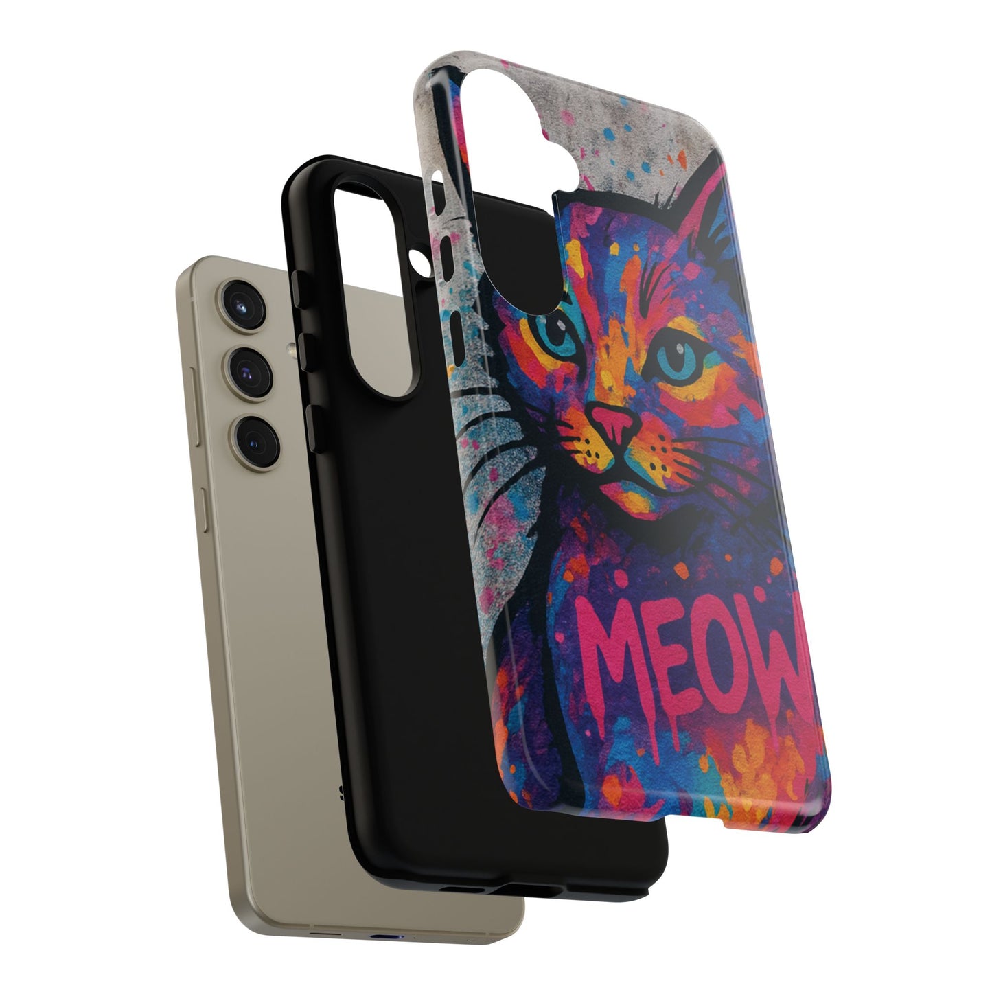“Meow Madness – Graffiti Cat Phone Case in Street Art Look”