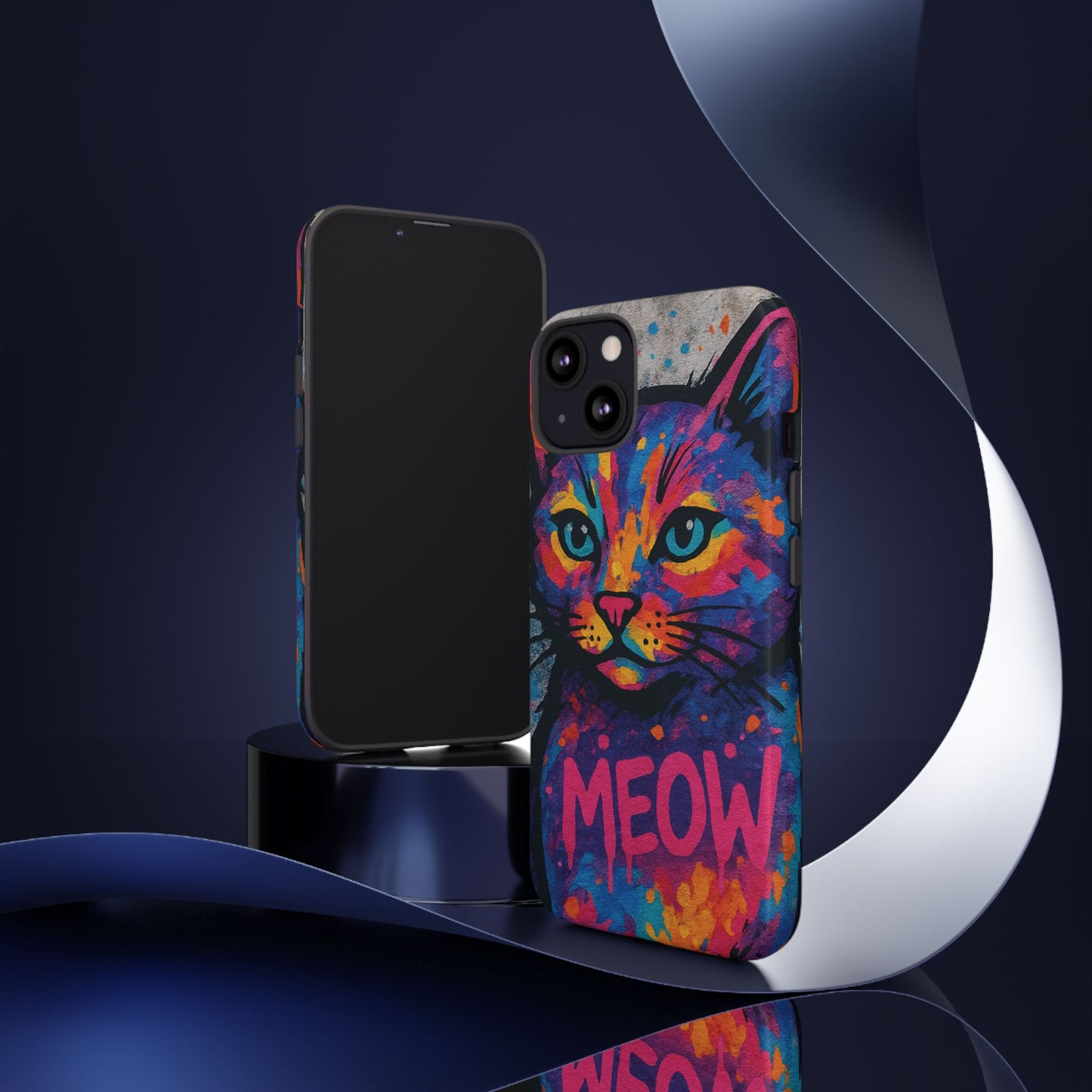 “Meow Madness – Graffiti Cat Phone Case in Street Art Look”