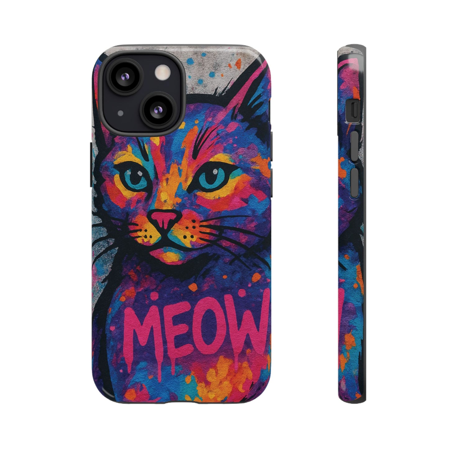 “Meow Madness – Graffiti Cat Phone Case in Street Art Look”