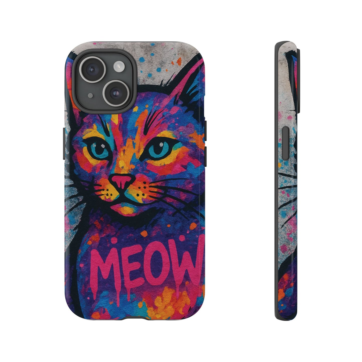 “Meow Madness – Graffiti Cat Phone Case in Street Art Look”