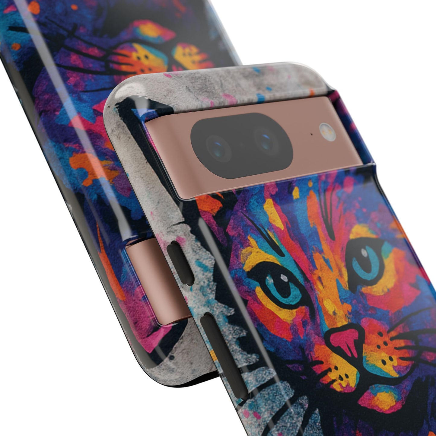 „Meow Madness – etui na telefon z motywem graffiti i kotem w stylu street art”
