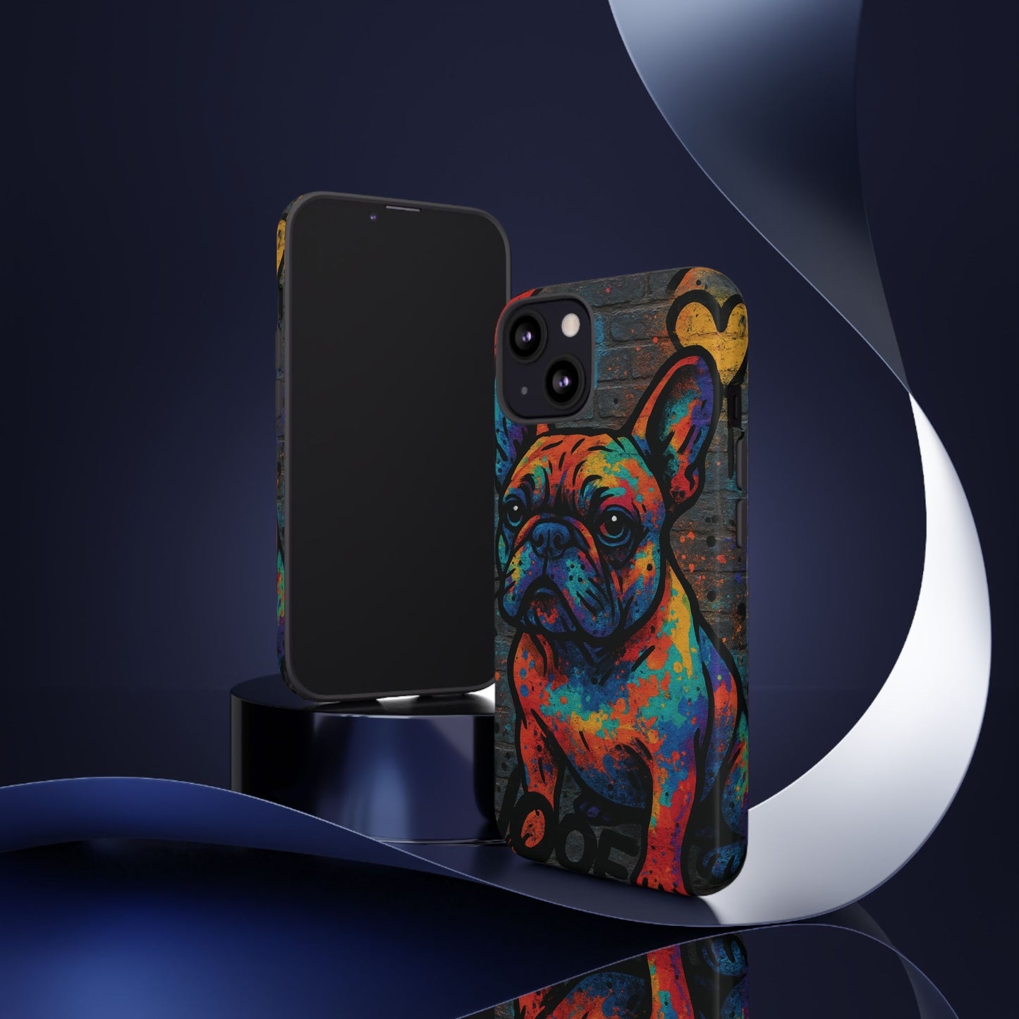 „Urban Woof – etui na telefon z motywem graffiti i psa w stylu street art”
