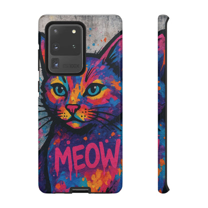 „Meow Madness – etui na telefon z motywem graffiti i kotem w stylu street art”
