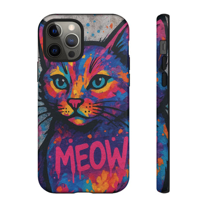 „Meow Madness – etui na telefon z motywem graffiti i kotem w stylu street art”