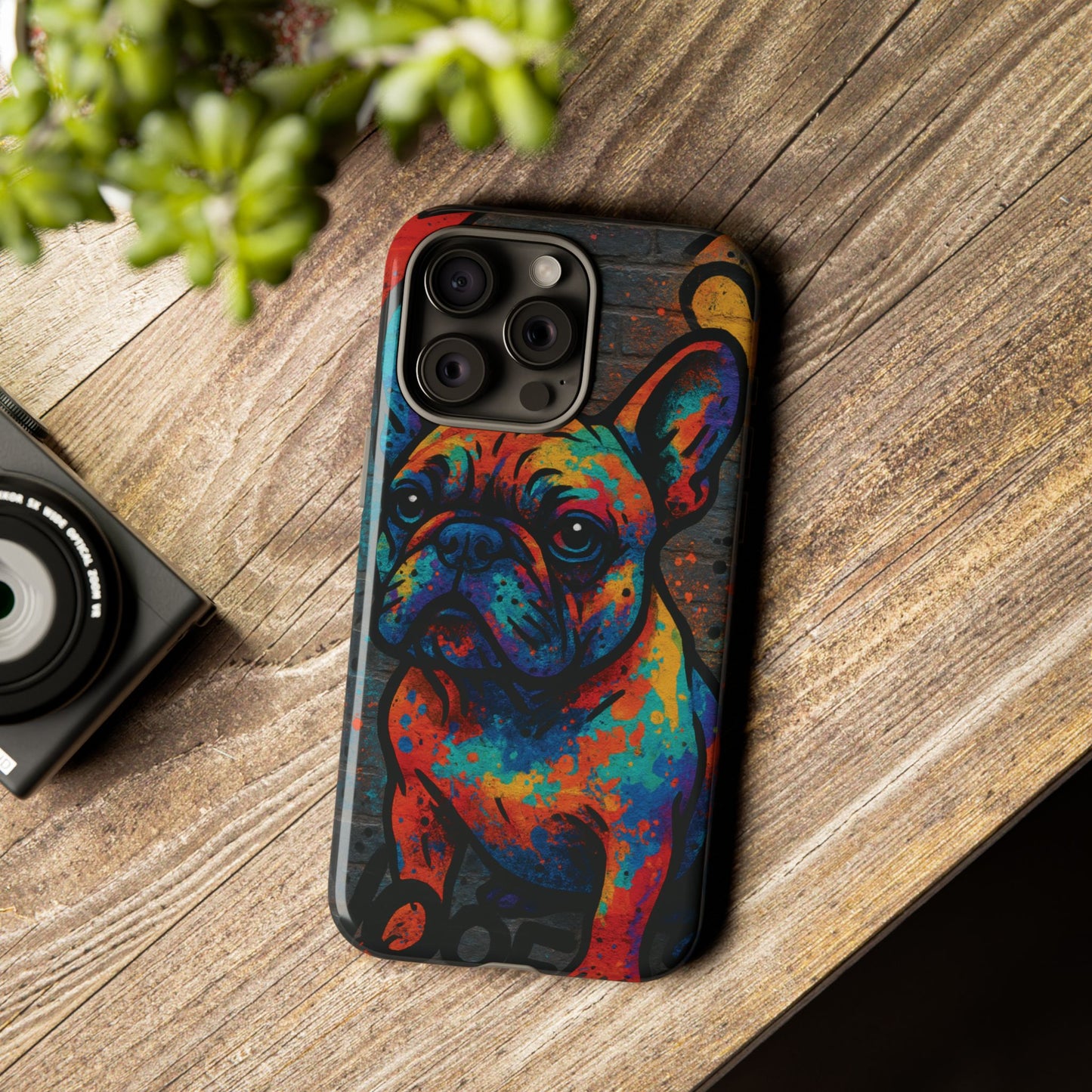 „Urban Woof – etui na telefon z motywem graffiti i psa w stylu street art”
