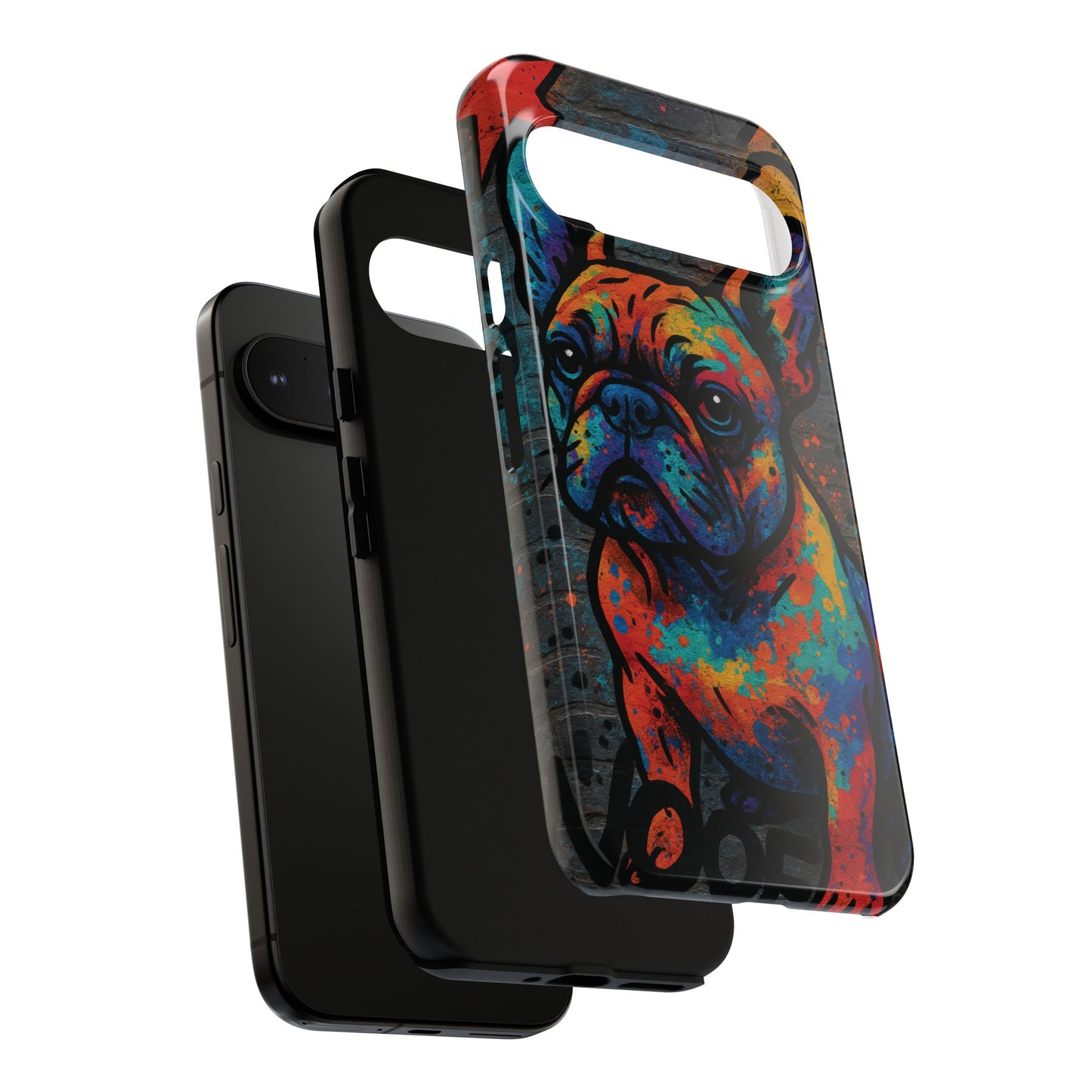 „Urban Woof – etui na telefon z motywem graffiti i psa w stylu street art”