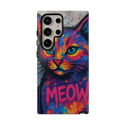 „Meow Madness – etui na telefon z motywem graffiti i kotem w stylu street art”