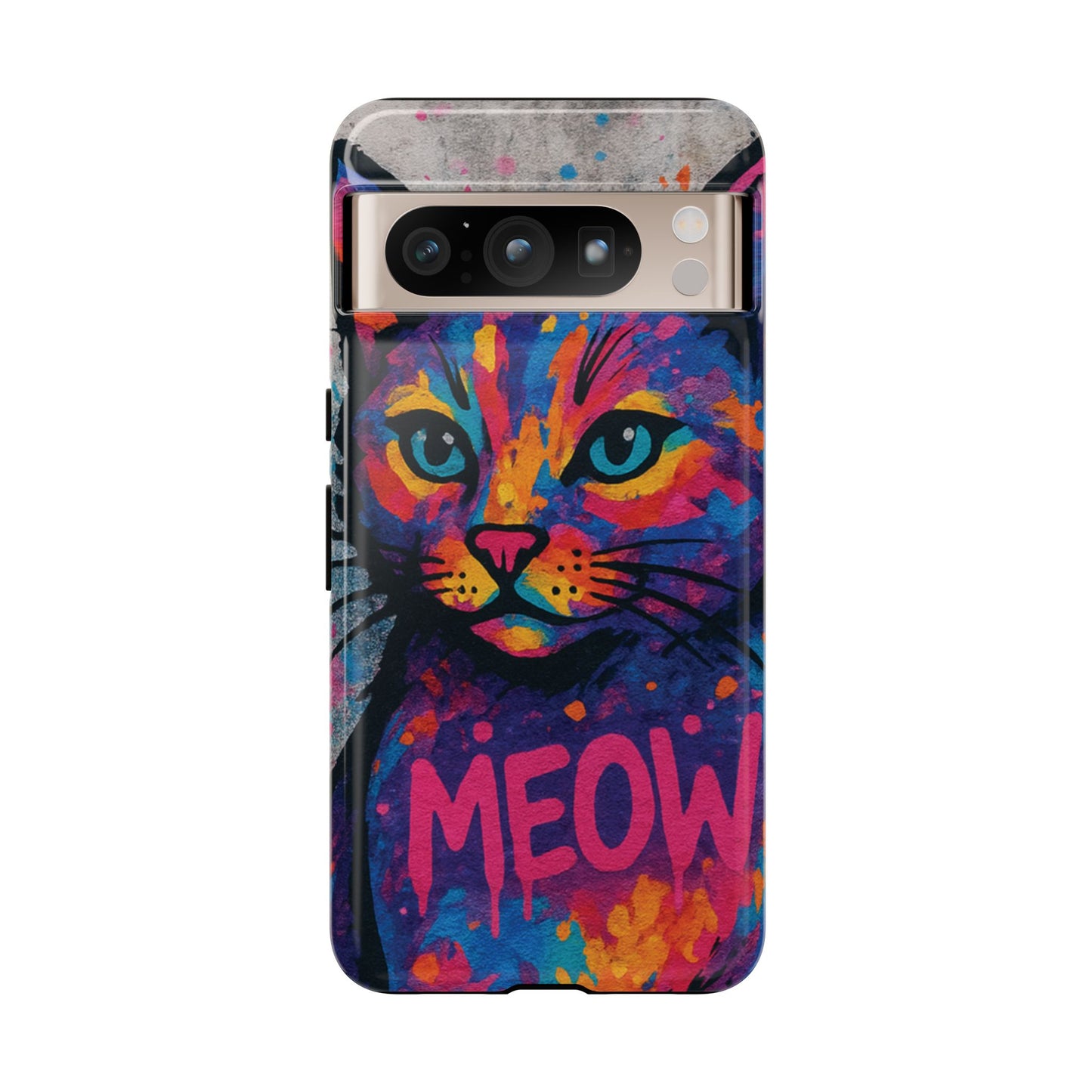 „Meow Madness – etui na telefon z motywem graffiti i kotem w stylu street art”