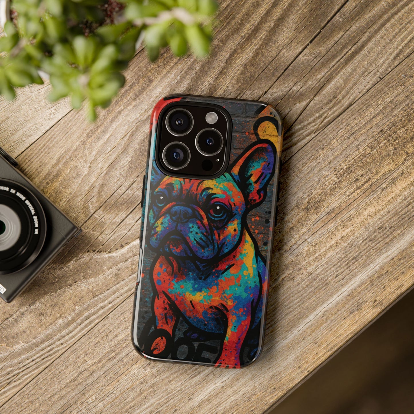 „Urban Woof – etui na telefon z motywem graffiti i psa w stylu street art”