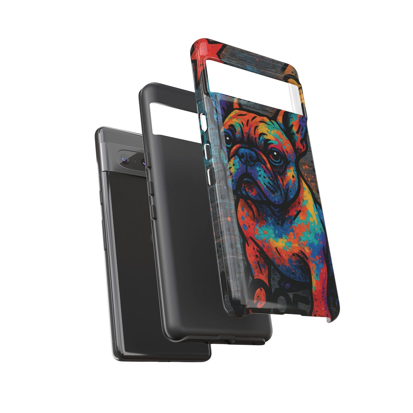 „Urban Woof – etui na telefon z motywem graffiti i psa w stylu street art”