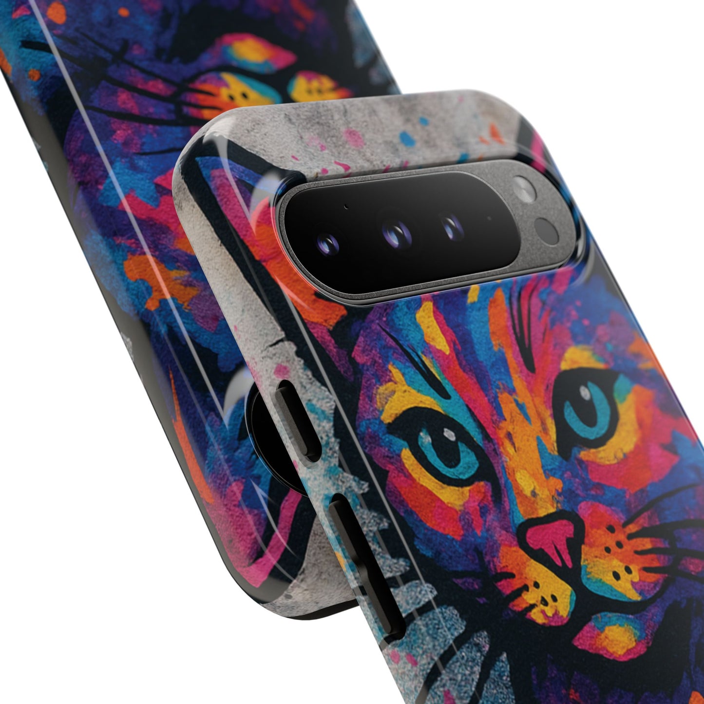 „Meow Madness – etui na telefon z motywem graffiti i kotem w stylu street art”