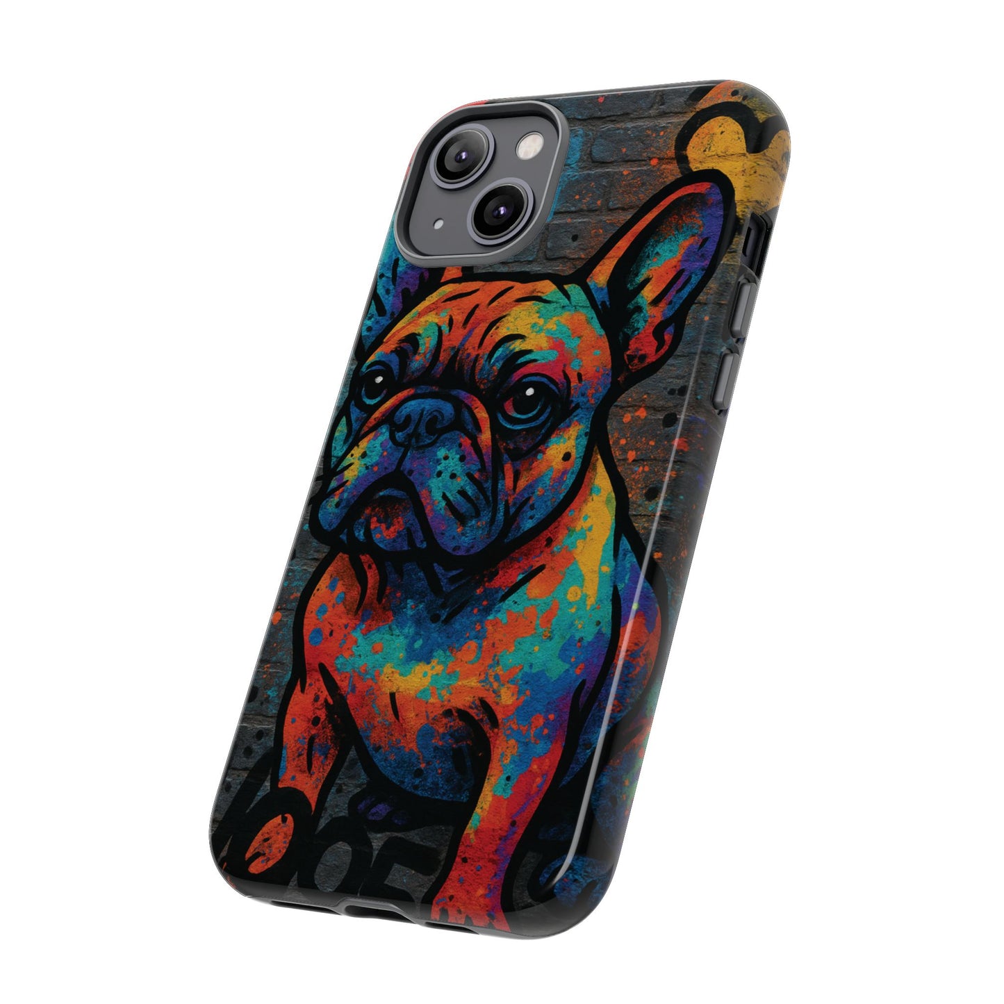 „Urban Woof – etui na telefon z motywem graffiti i psa w stylu street art”