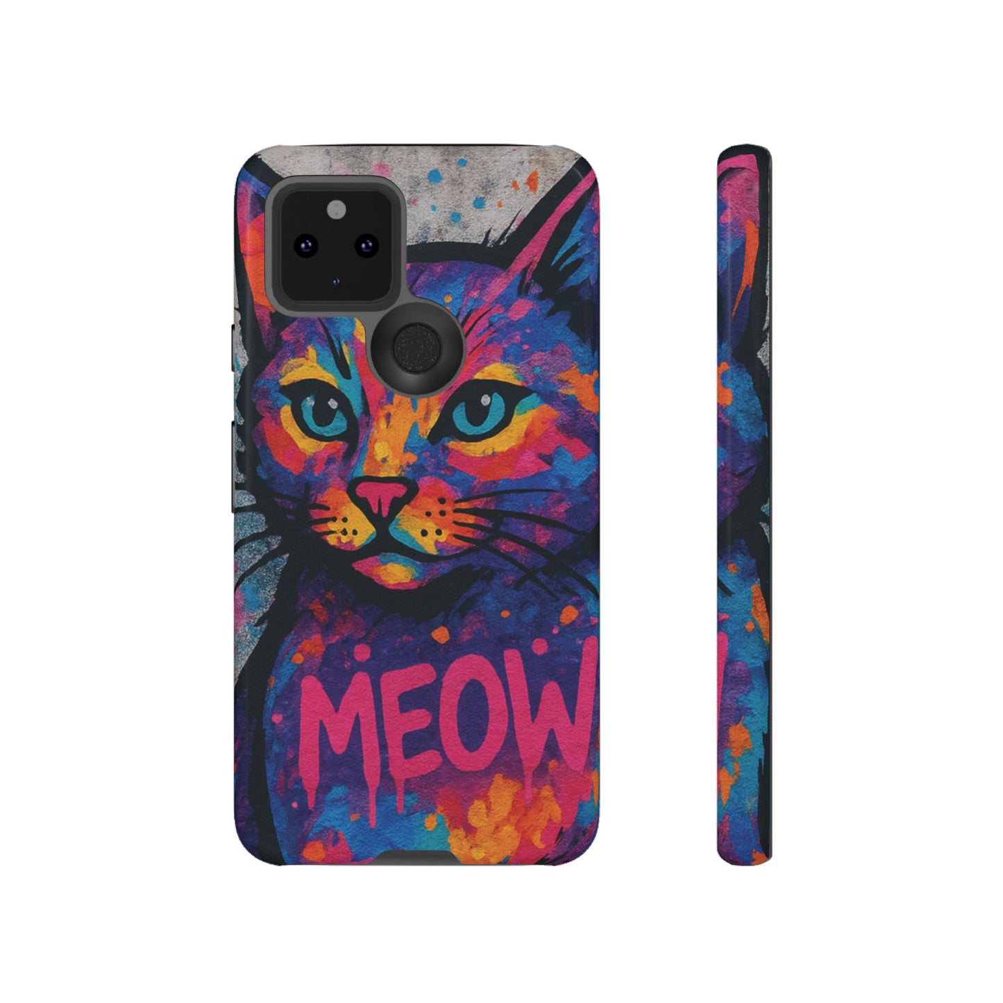 „Meow Madness – etui na telefon z motywem graffiti i kotem w stylu street art”