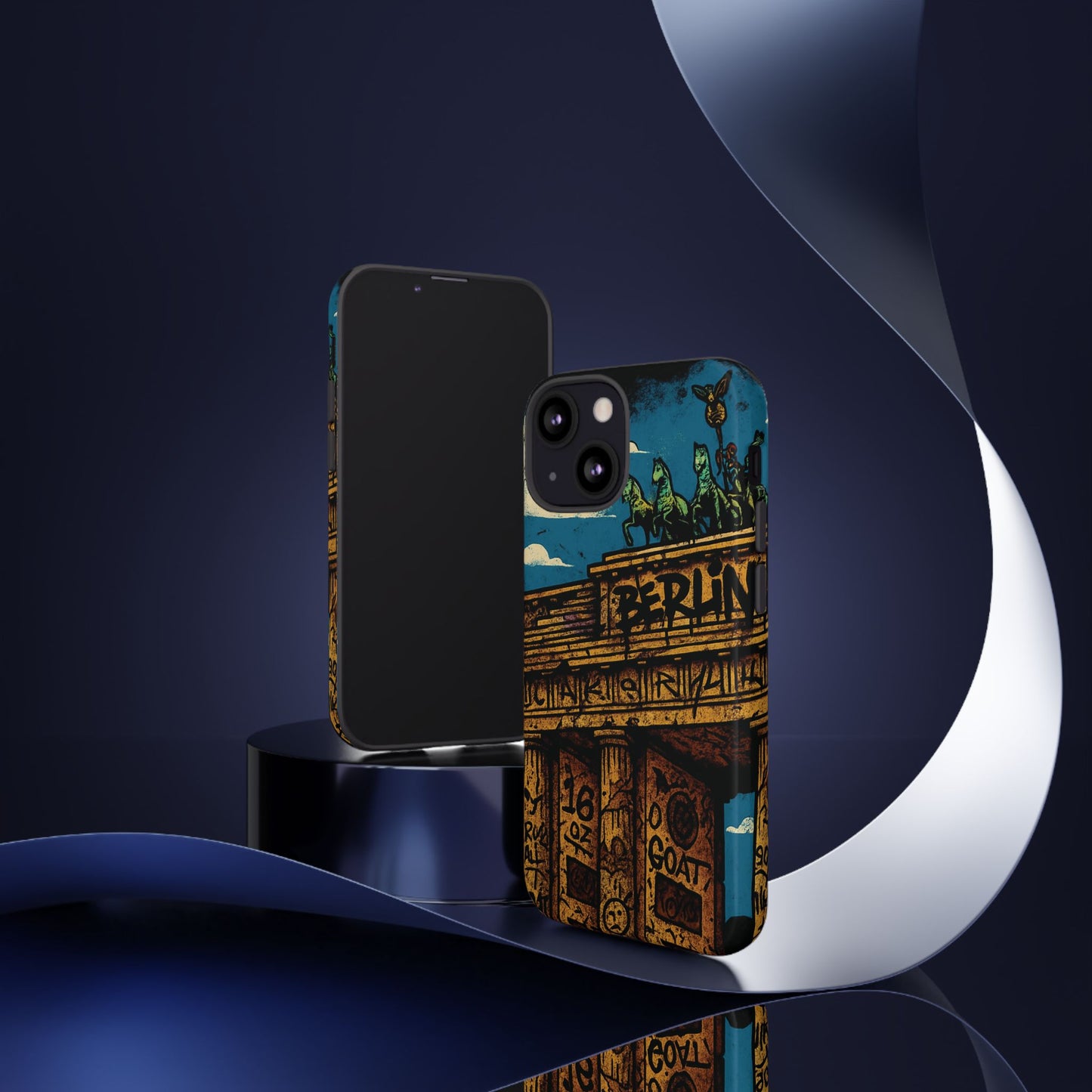 „Berlin Raw – Etui na telefon w stylu ulicznym z Bramą Brandenburską w stylu graffiti”