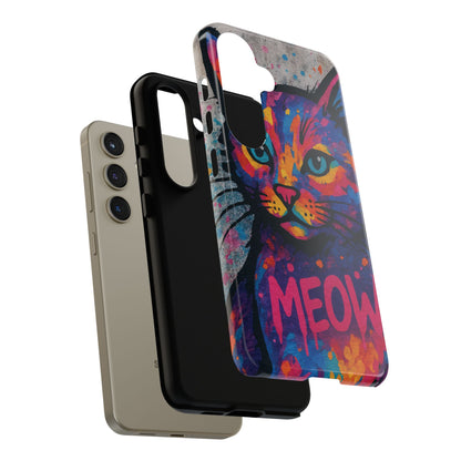 „Meow Madness – etui na telefon z motywem graffiti i kotem w stylu street art”