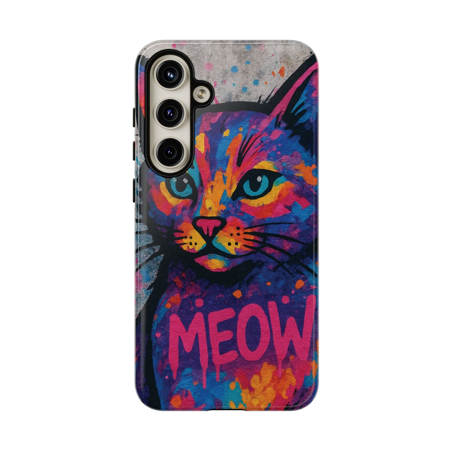 „Meow Madness – etui na telefon z motywem graffiti i kotem w stylu street art”