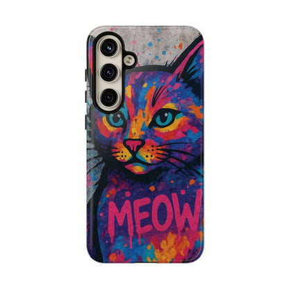 „Meow Madness – etui na telefon z motywem graffiti i kotem w stylu street art”
