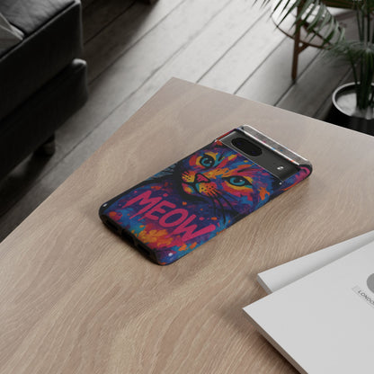 „Meow Madness – etui na telefon z motywem graffiti i kotem w stylu street art”