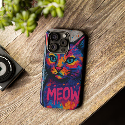 „Meow Madness – etui na telefon z motywem graffiti i kotem w stylu street art”
