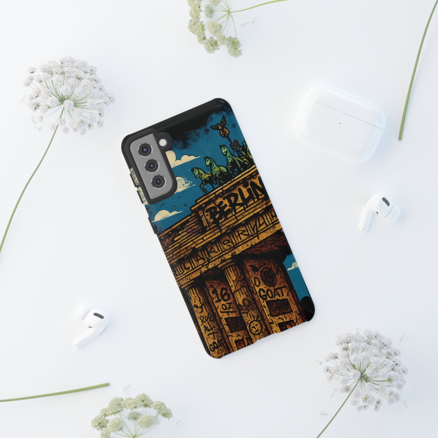 „Berlin Raw – Etui na telefon w stylu ulicznym z Bramą Brandenburską w stylu graffiti”