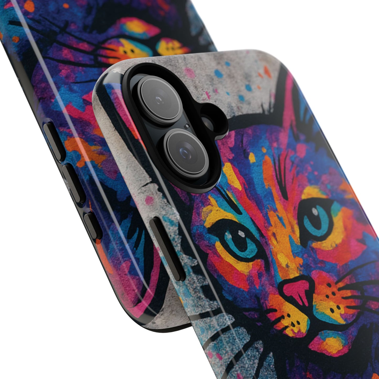 „Meow Madness – etui na telefon z motywem graffiti i kotem w stylu street art”