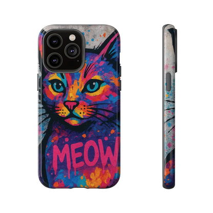 „Meow Madness – etui na telefon z motywem graffiti i kotem w stylu street art”