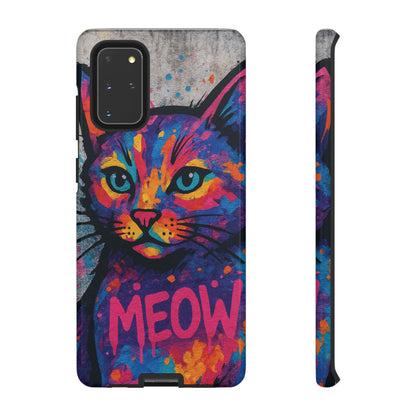 „Meow Madness – etui na telefon z motywem graffiti i kotem w stylu street art”