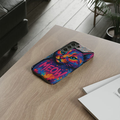 „Meow Madness – etui na telefon z motywem graffiti i kotem w stylu street art”