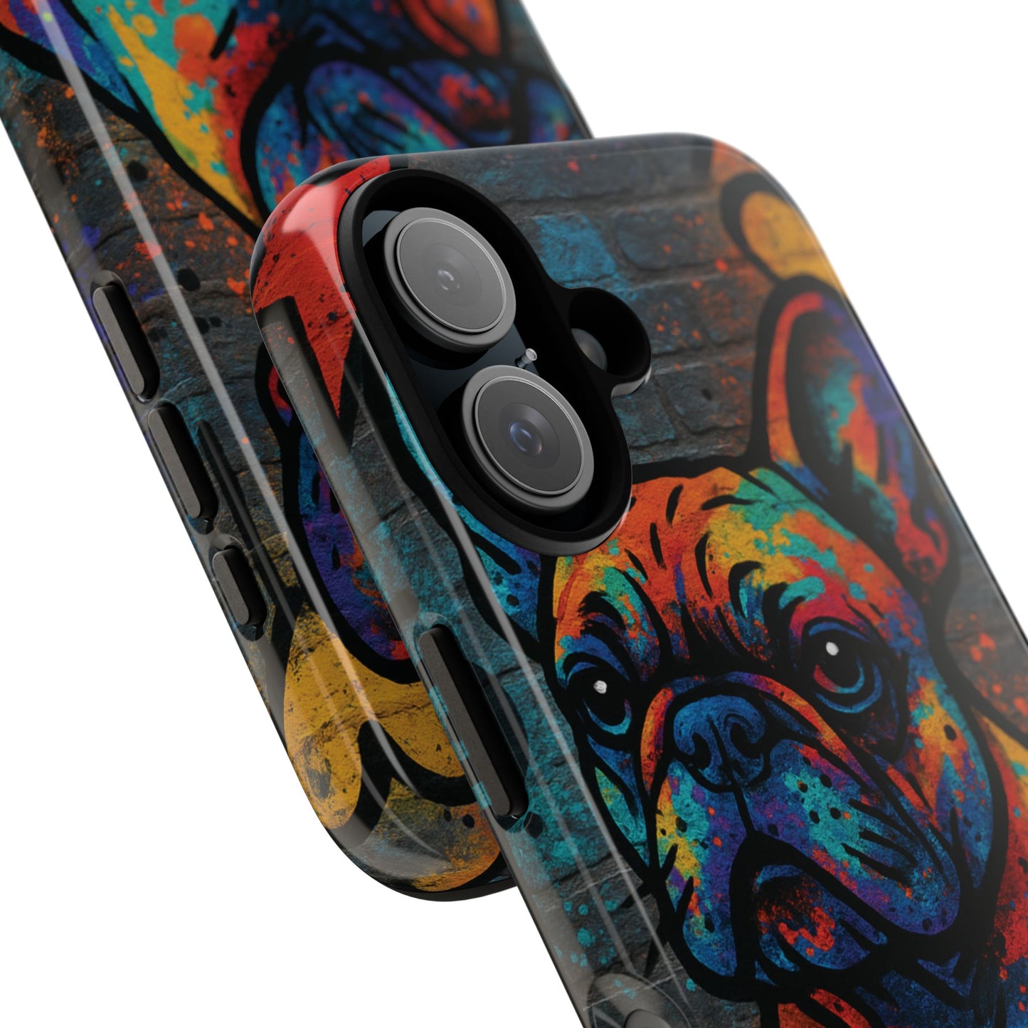 „Urban Woof – etui na telefon z motywem graffiti i psa w stylu street art”