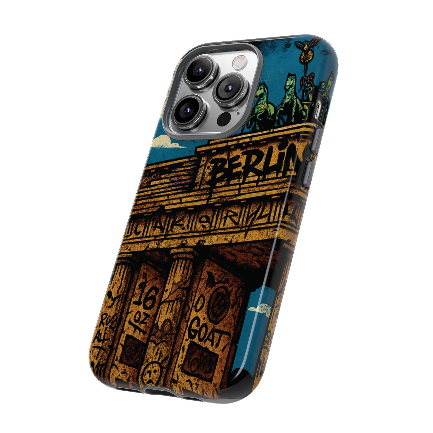 „Berlin Raw – Etui na telefon w stylu ulicznym z Bramą Brandenburską w stylu graffiti”