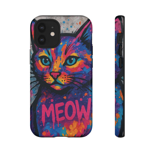 “Meow Madness – Graffiti Cat Phone Case in Street Art Look”